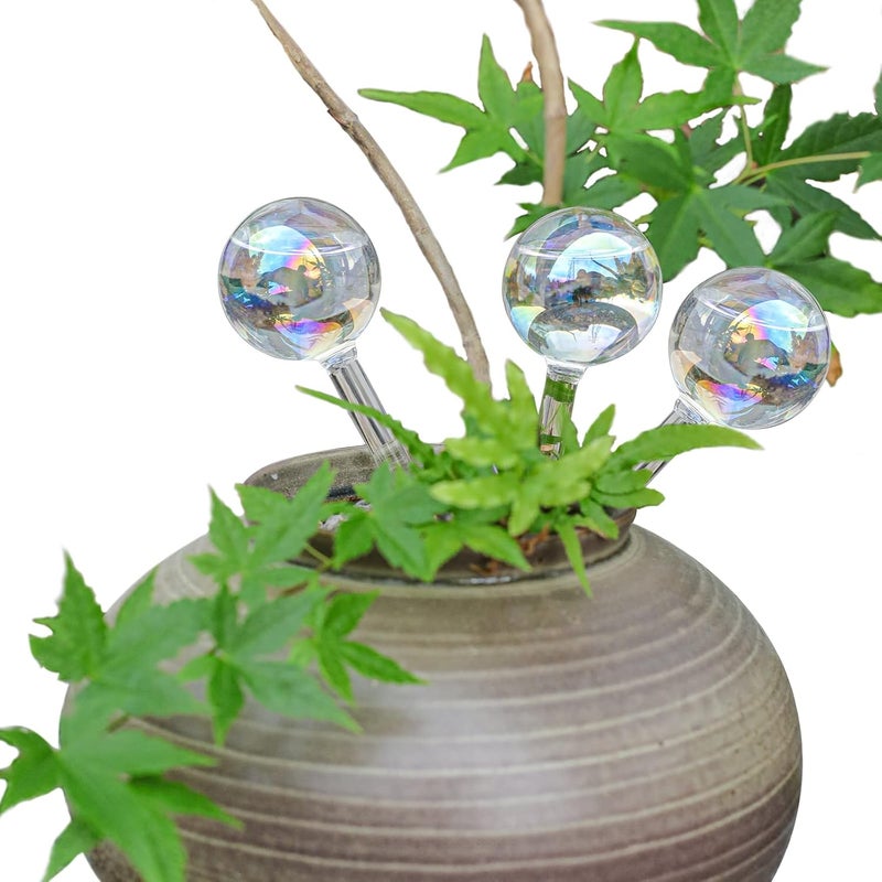 ZHIGUO 3Pcs Small Watering Globes Colorful Small Plant Watering Globes Plant Watering Globes Hand Blown Glass Indoor Plant Watering Globes - Image 1